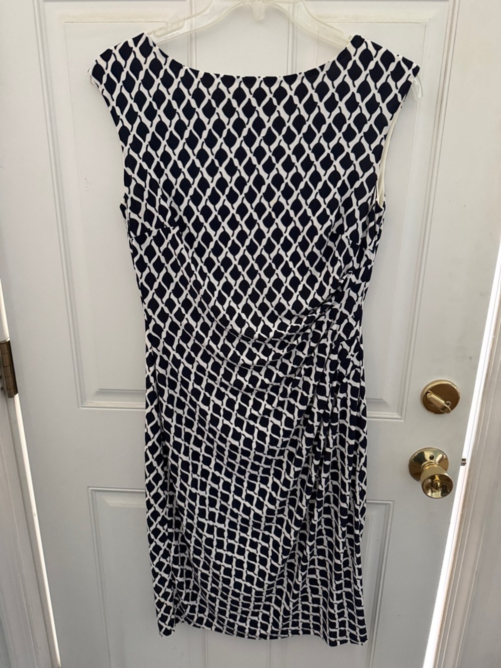 Lauren Ralph Lauren Navy and White Geometric Midi Dress